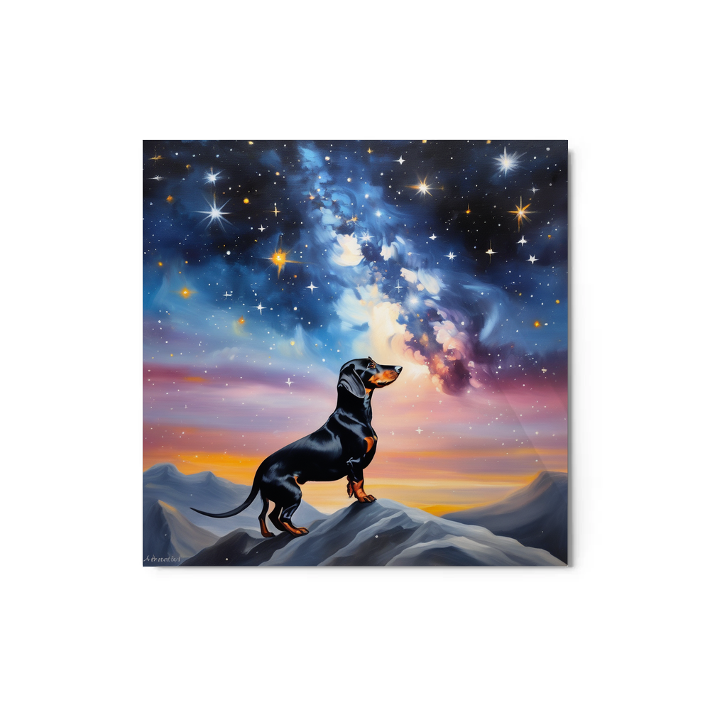PugMug Custom Black Dachshund Metal Print