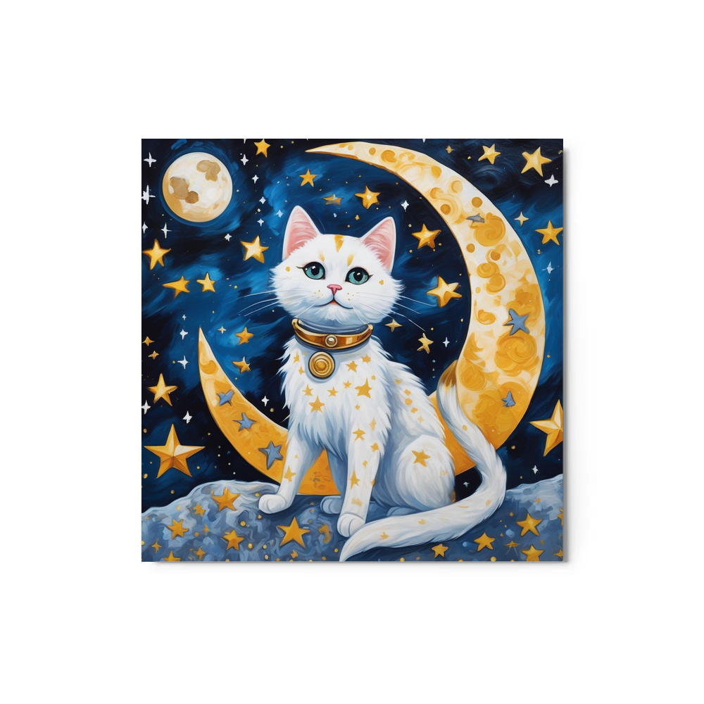 PugMug Custom White Companion Cat Metal Print