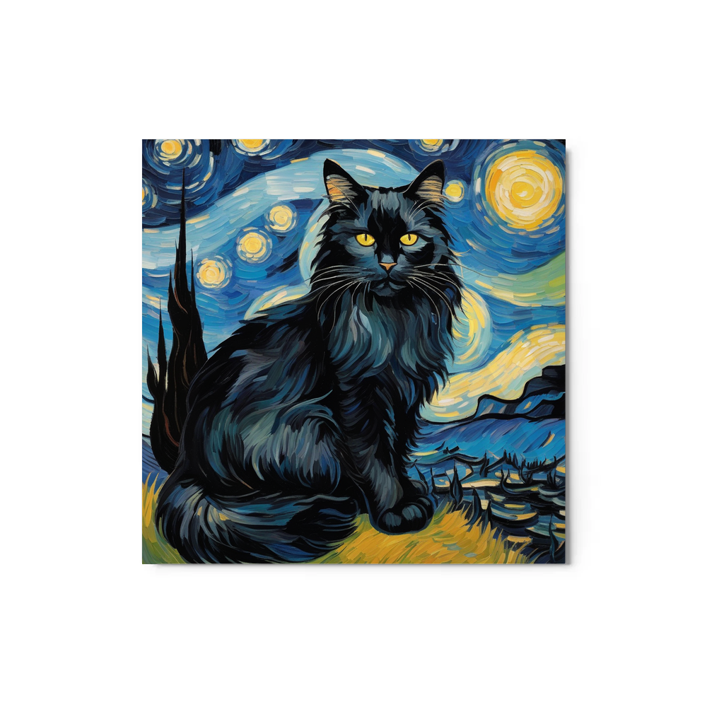 PugMug Custom Black Maine Coon Cat Metal Print