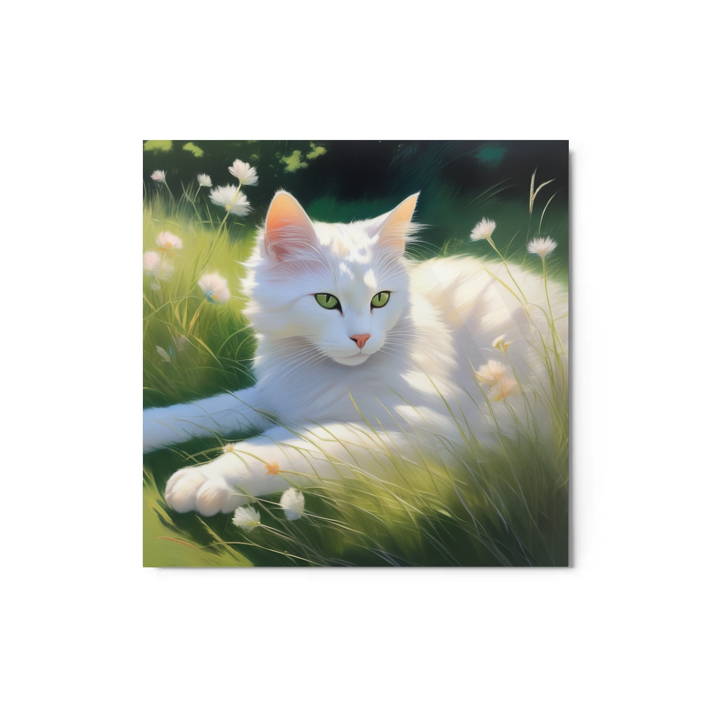 PugMug Custom White Companion Cat Metal Print