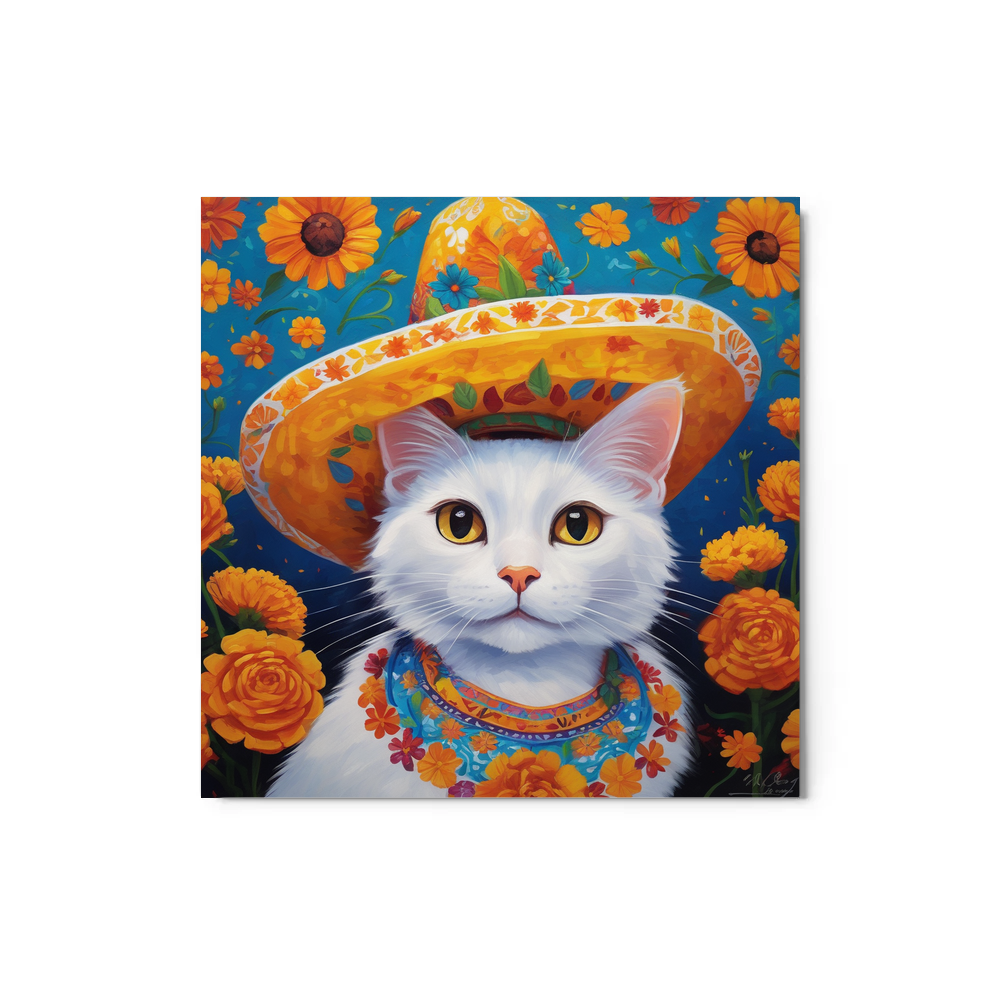 PugMug Custom White Companion Cat Metal Print