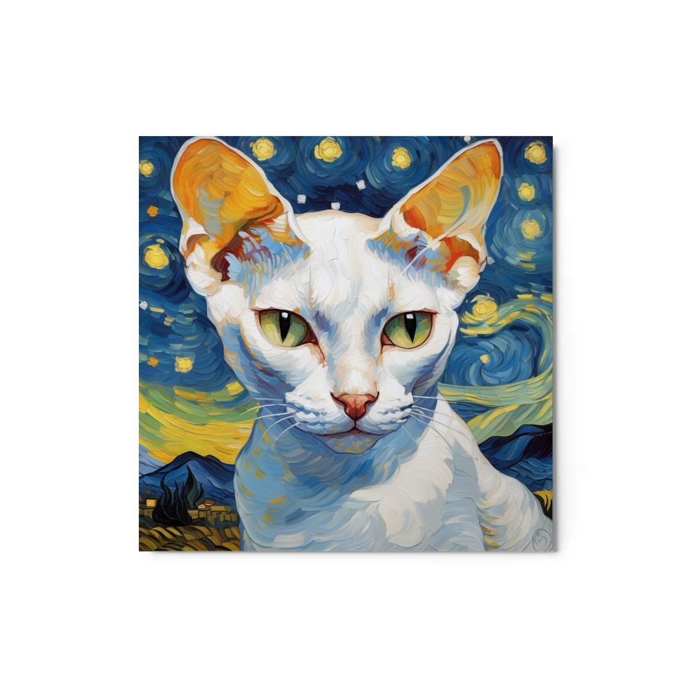 PugMug Custom White Devon Rex Cat Metal Print