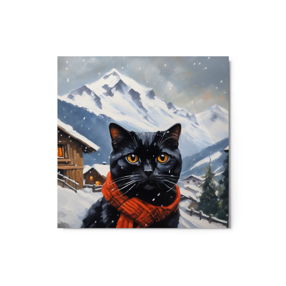 PugMug Custom Black Scottish Fold Cat Metal Print