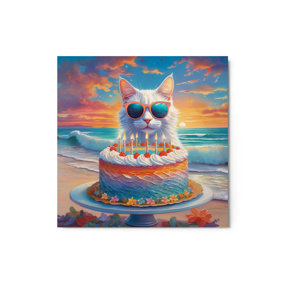 PugMug Custom White Companion Cat Metal Print