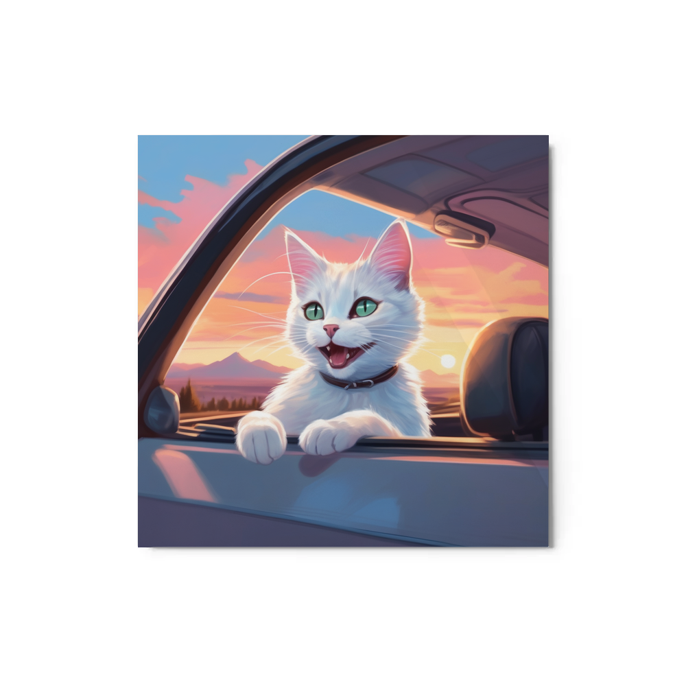 PugMug Custom White Companion Cat Metal Print