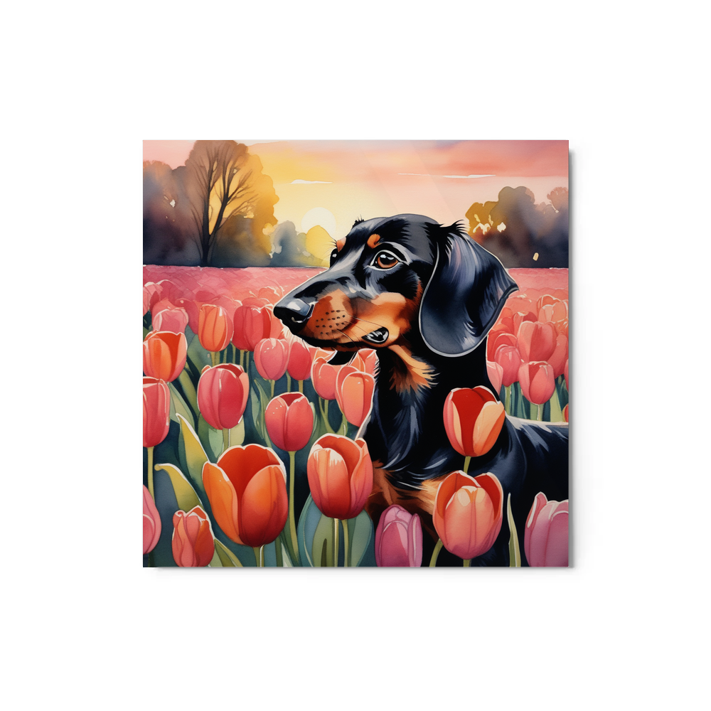 PugMug Custom Black Dachshund Metal Print