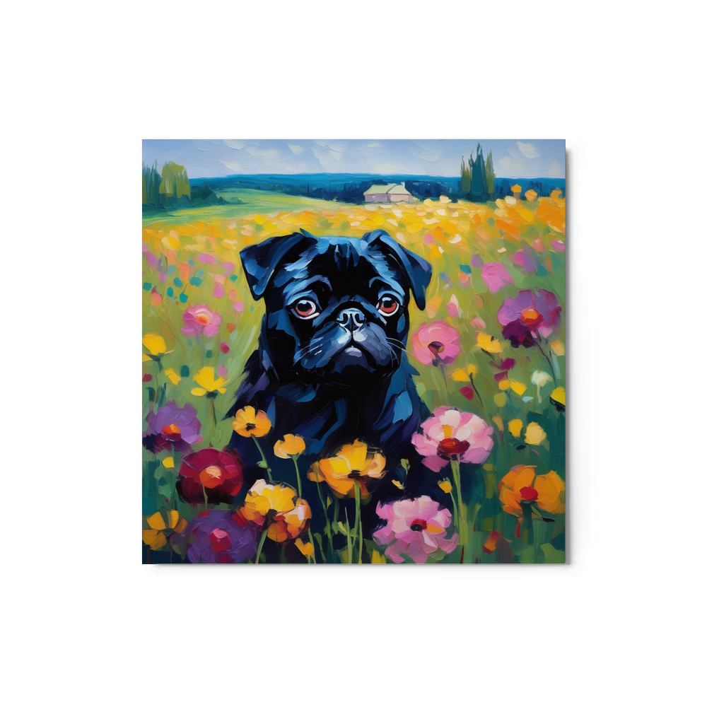 PugMug Custom Black Pug Metal Print