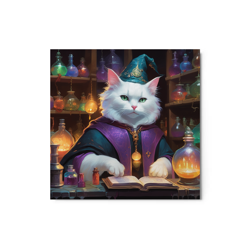 PugMug Custom White Companion Cat Metal Print