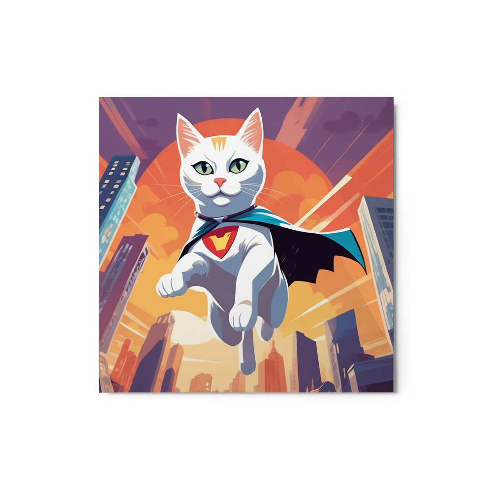 PugMug Custom White Companion Cat Metal Print