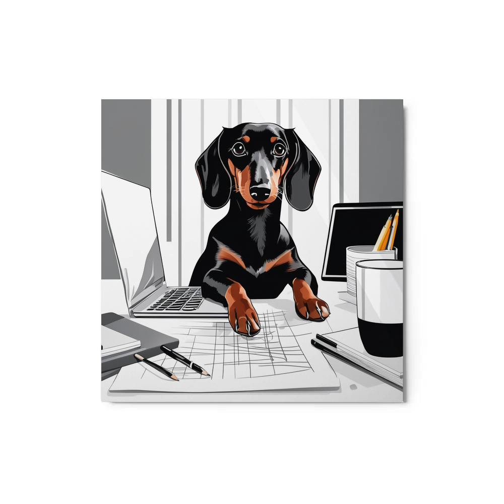 PugMug Custom Black Dachshund Metal Print