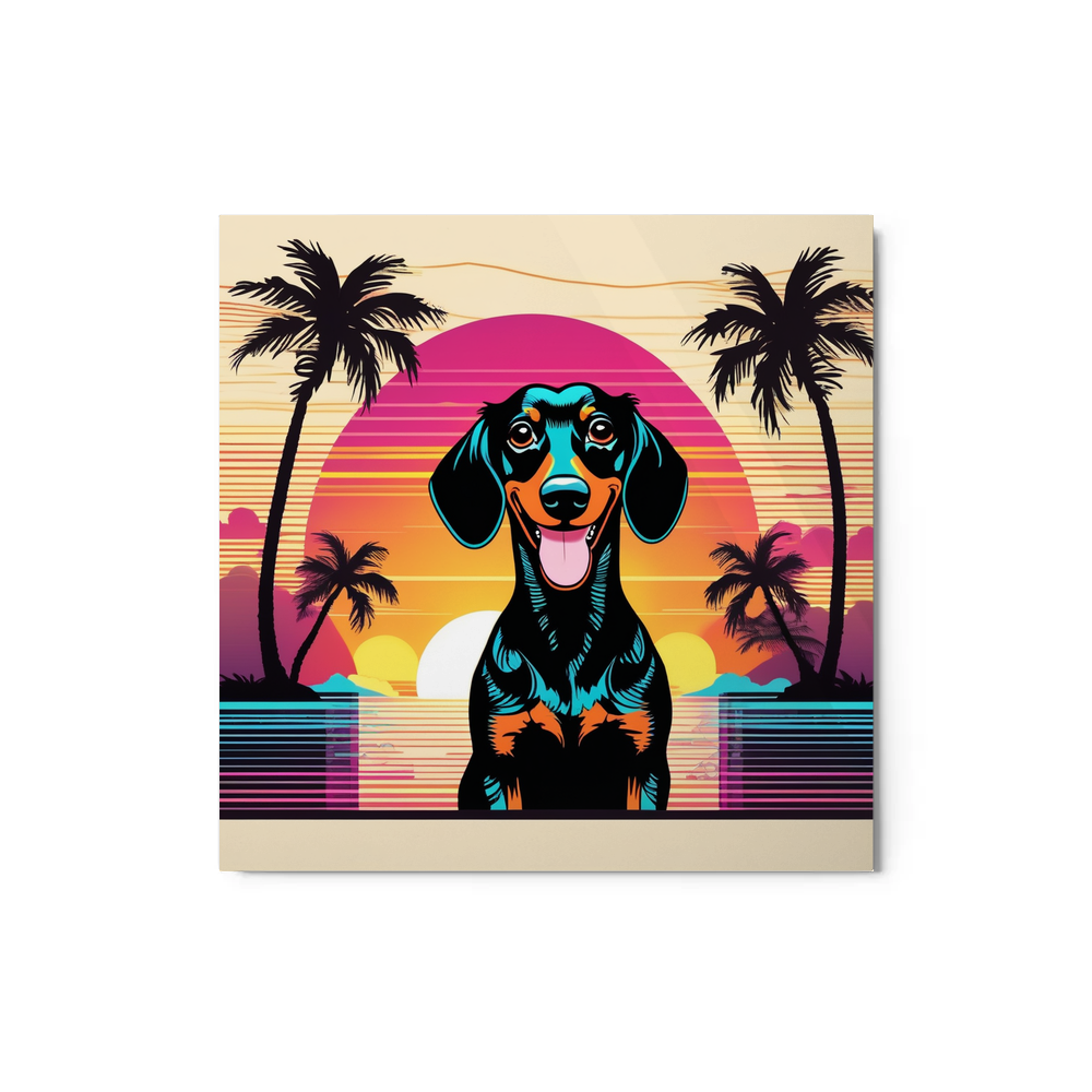 PugMug Custom Black Dachshund Metal Print