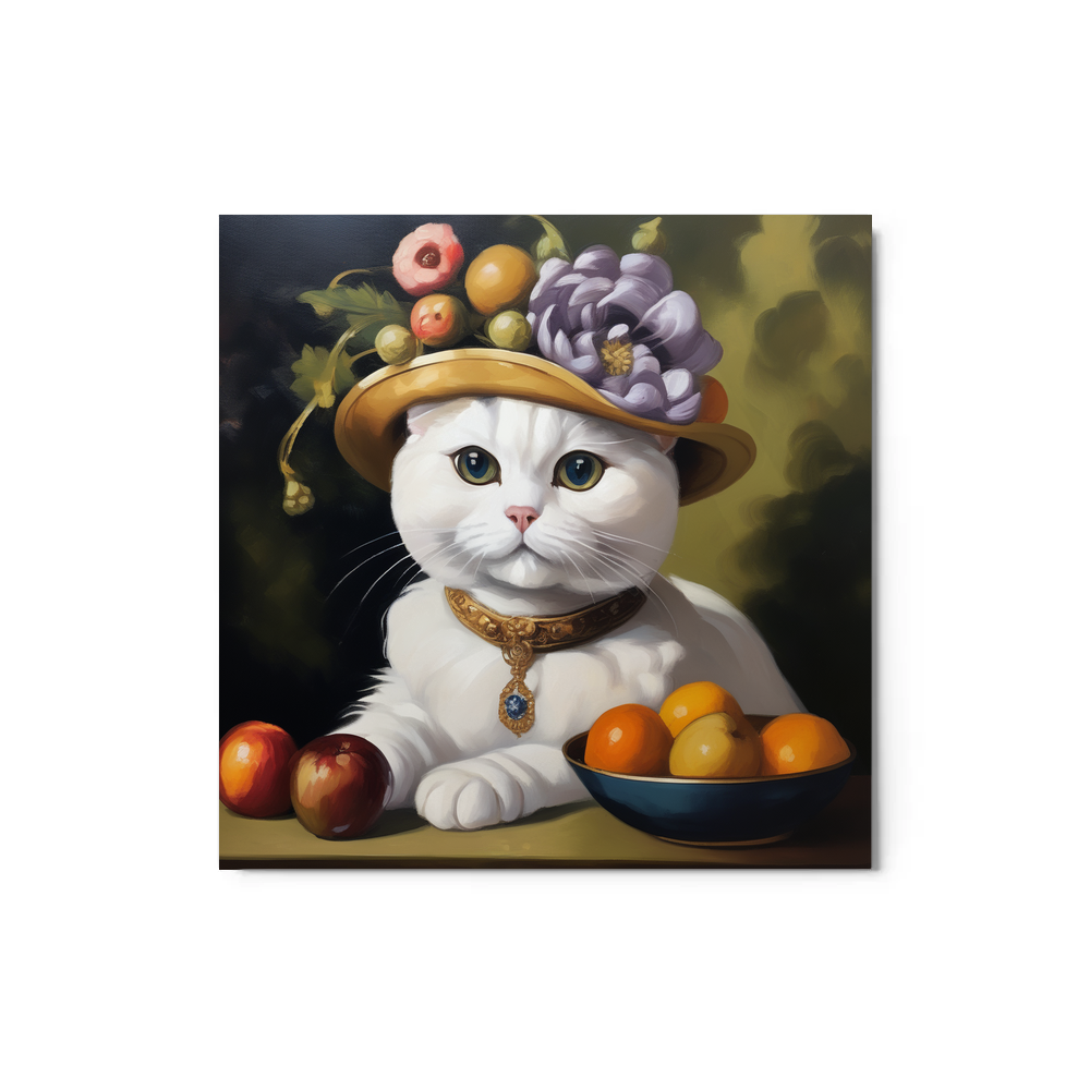 PugMug Custom White Scottish Fold Cat Metal Print