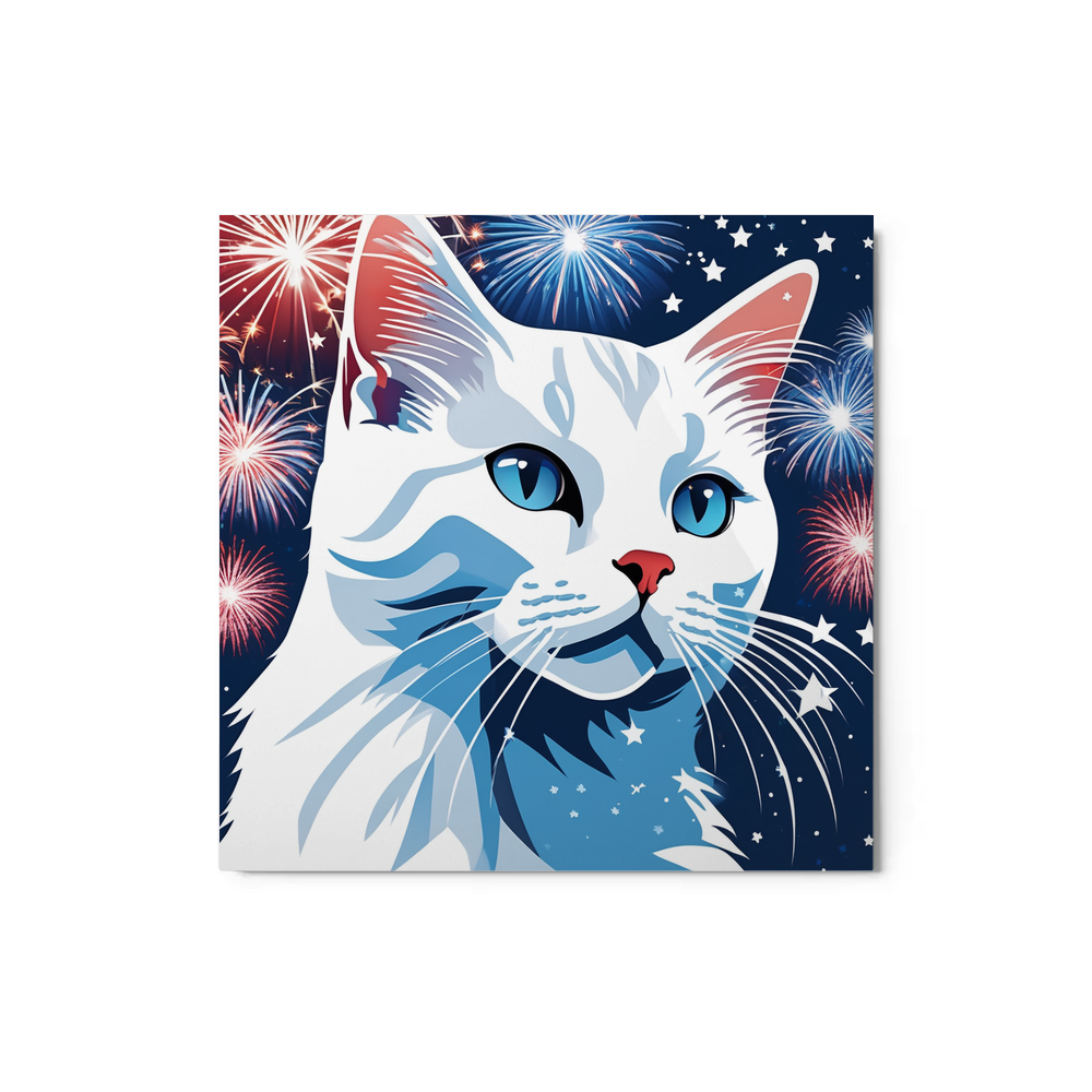 PugMug Custom White Companion Cat Metal Print