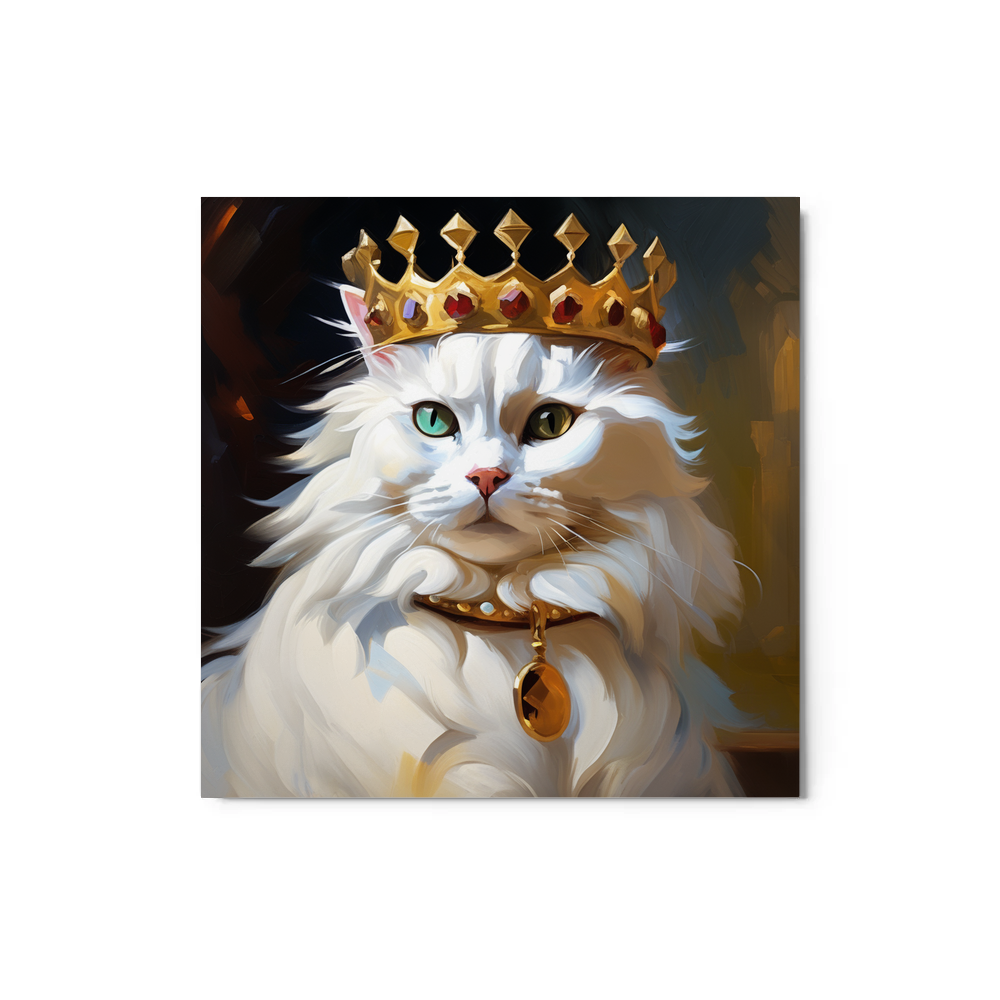 PugMug Custom White Companion Cat Metal Print