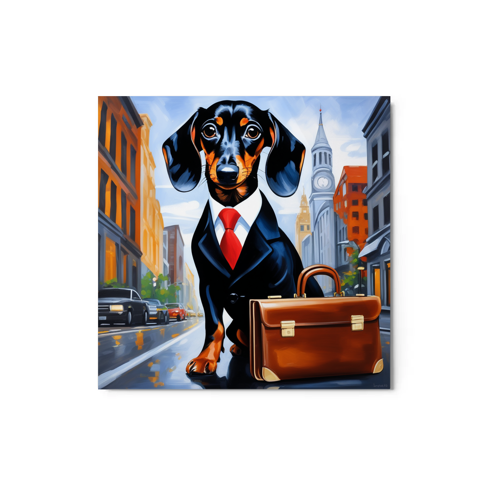 PugMug Custom Black Dachshund Metal Print