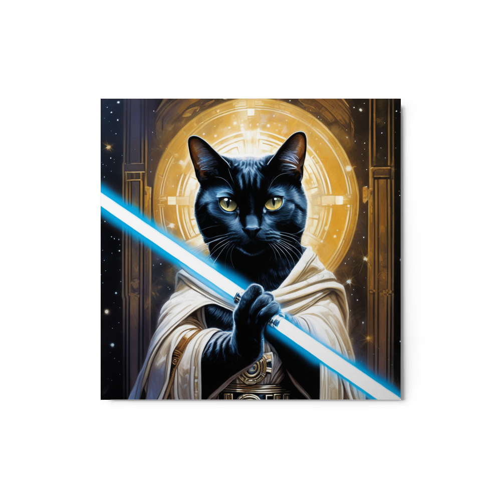 PugMug Custom Black American Shorthair Cat Metal Print