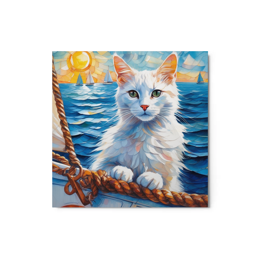 PugMug Custom White Companion Cat Metal Print