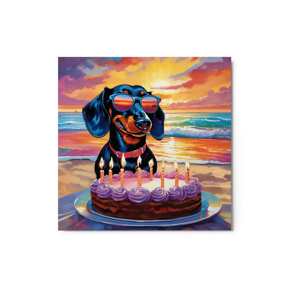 PugMug Custom Black Dachshund Metal Print