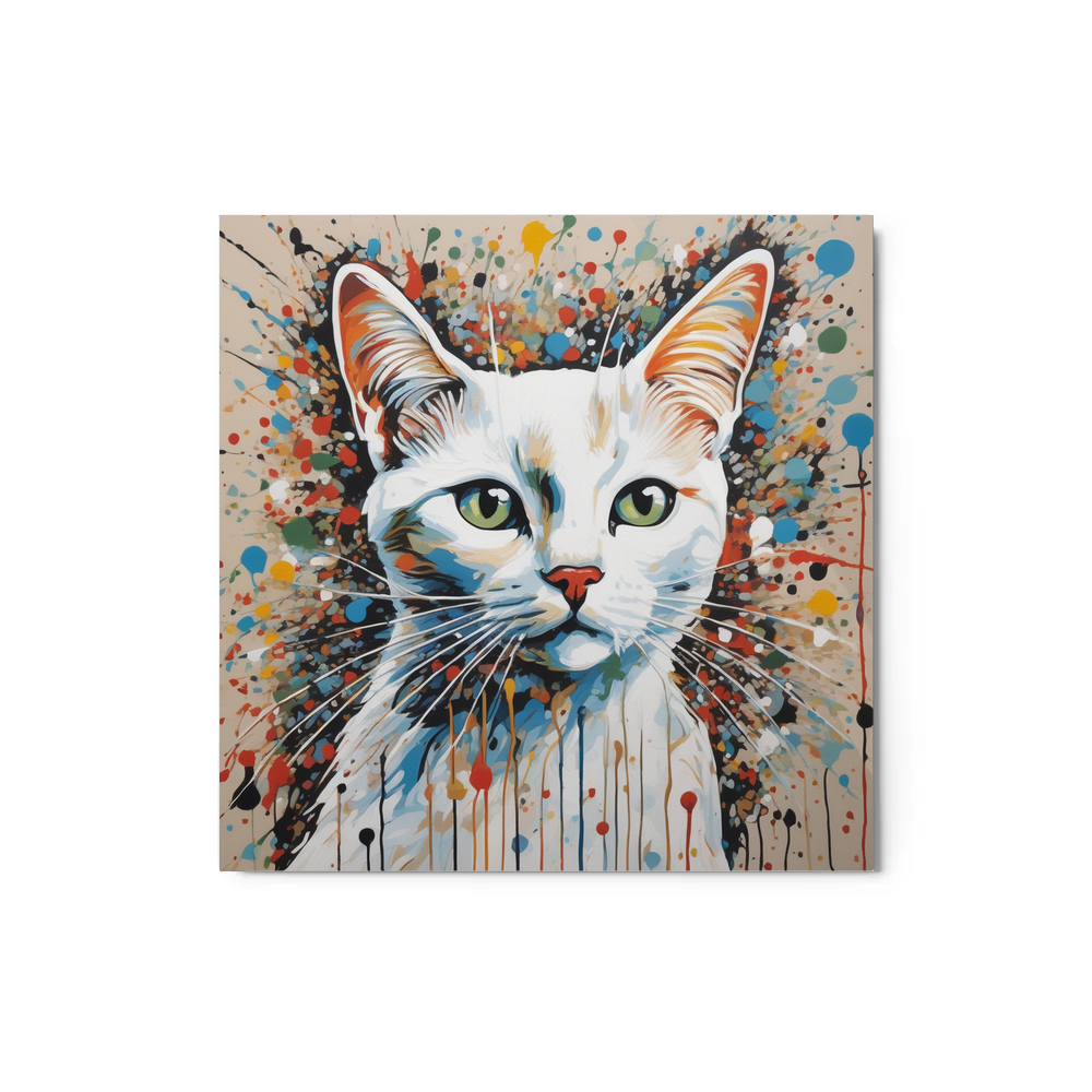 PugMug Custom White Companion Cat Metal Print