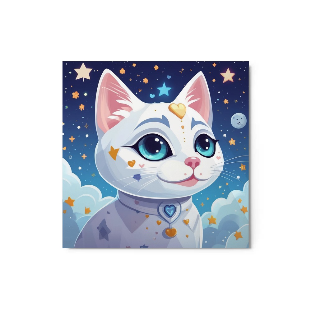 PugMug Custom White Companion Cat Metal Print