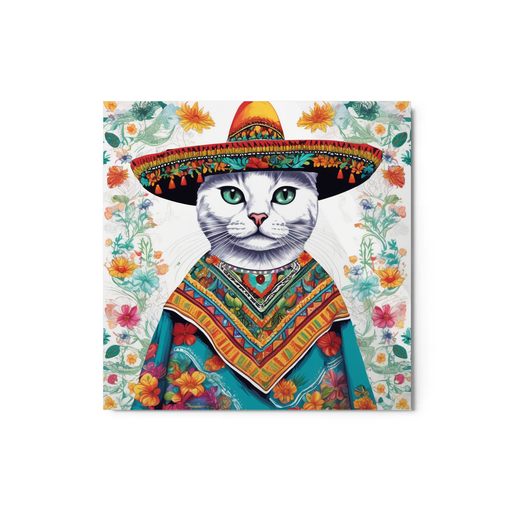 PugMug Custom White Companion Cat Metal Print