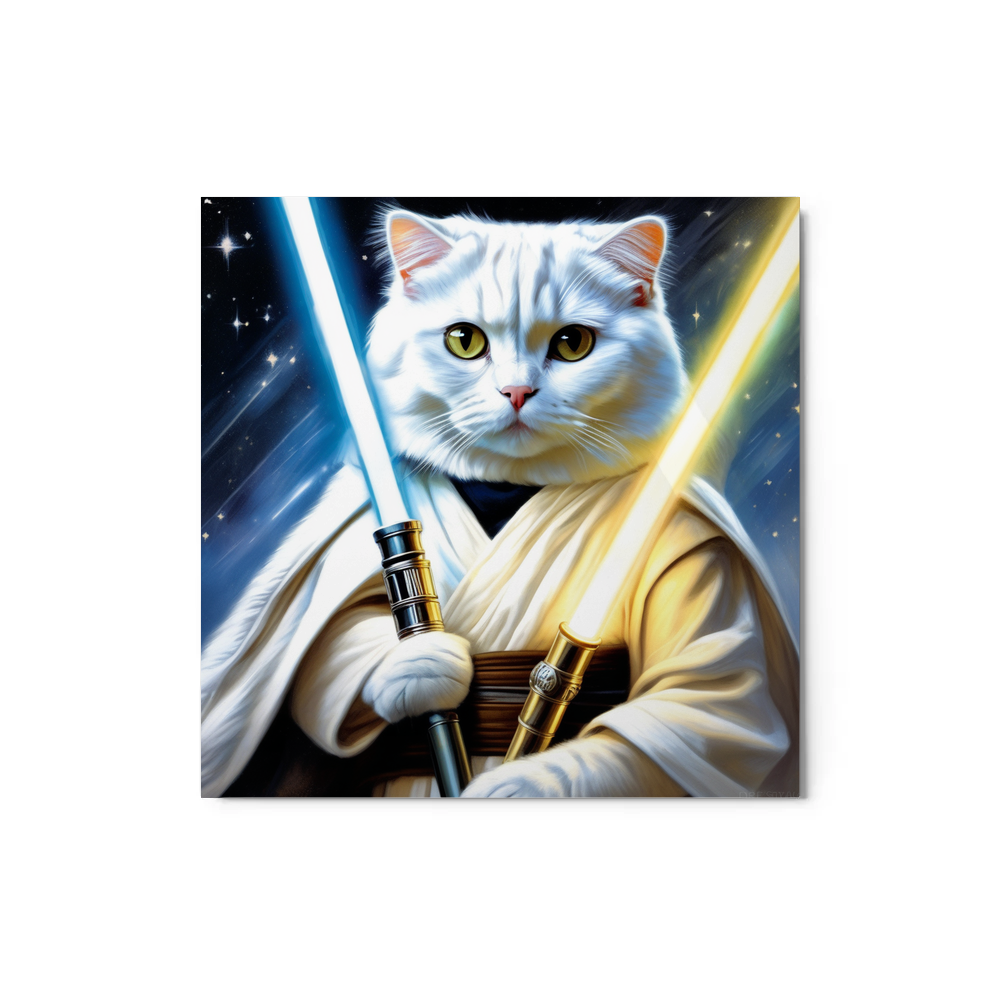 PugMug Custom White Scottish Fold Cat Metal Print