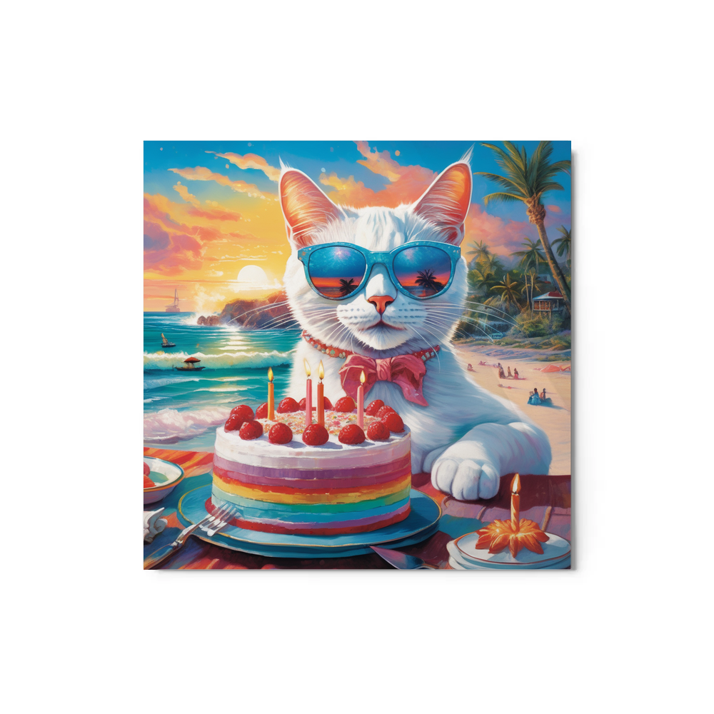 PugMug Custom White Companion Cat Metal Print