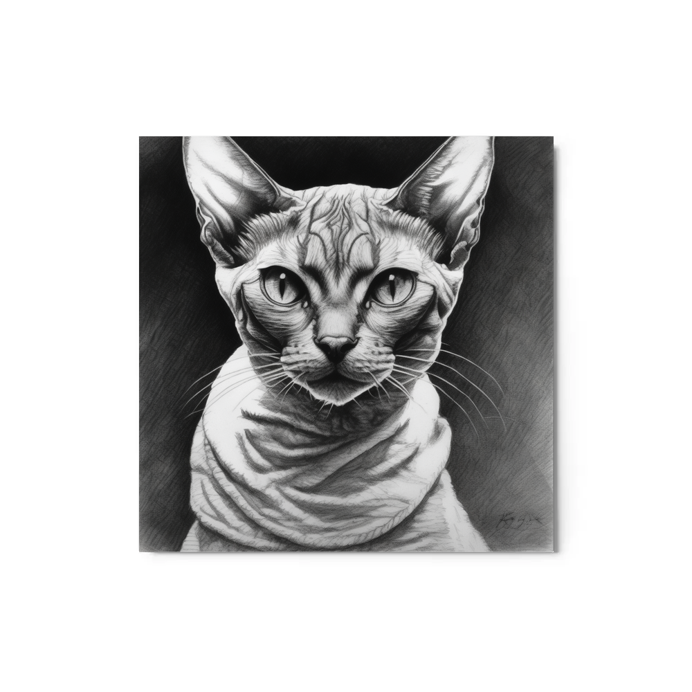 PugMug Custom Tabby Devon Rex Cat Metal Print