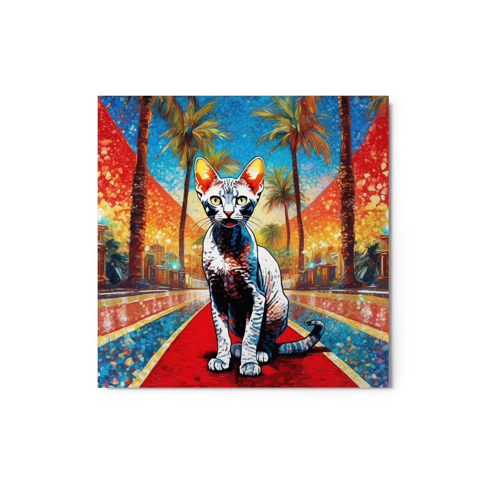 PugMug Custom Tabby Devon Rex Cat Metal Print