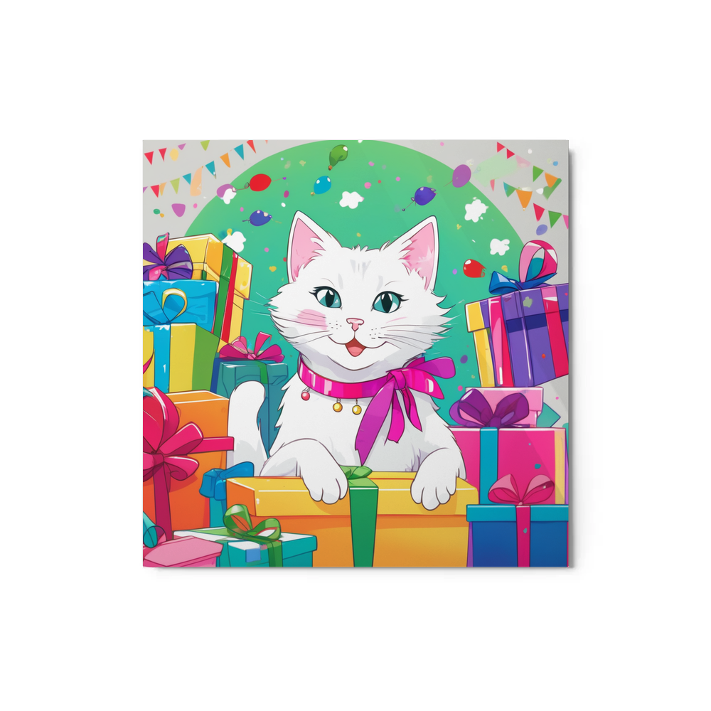 PugMug Custom White Companion Cat Metal Print