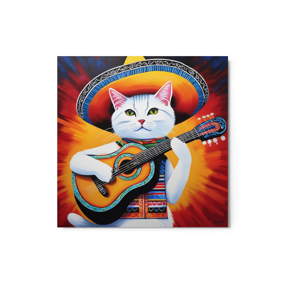PugMug Custom White Companion Cat Metal Print