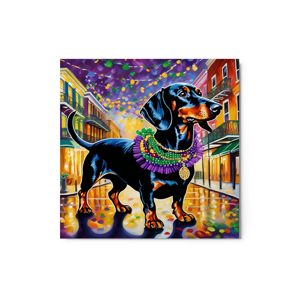 PugMug Custom Black Dachshund Metal Print