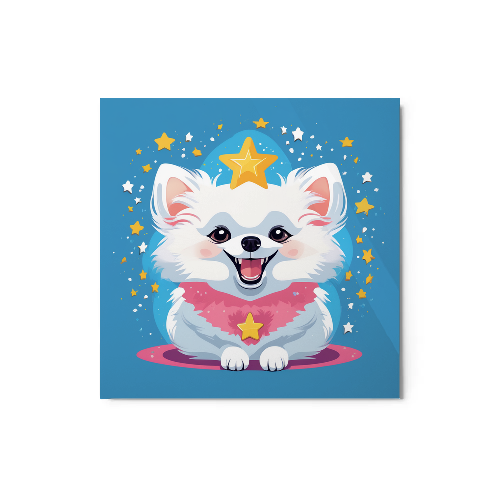 PugMug Custom White Pomeranian Metal Print