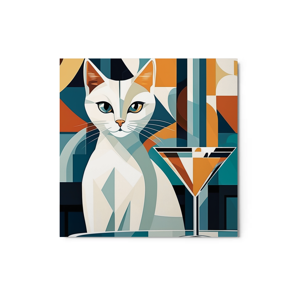 PugMug Custom White Companion Cat Metal Print