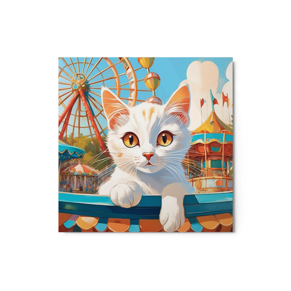 PugMug Custom White Companion Cat Metal Print