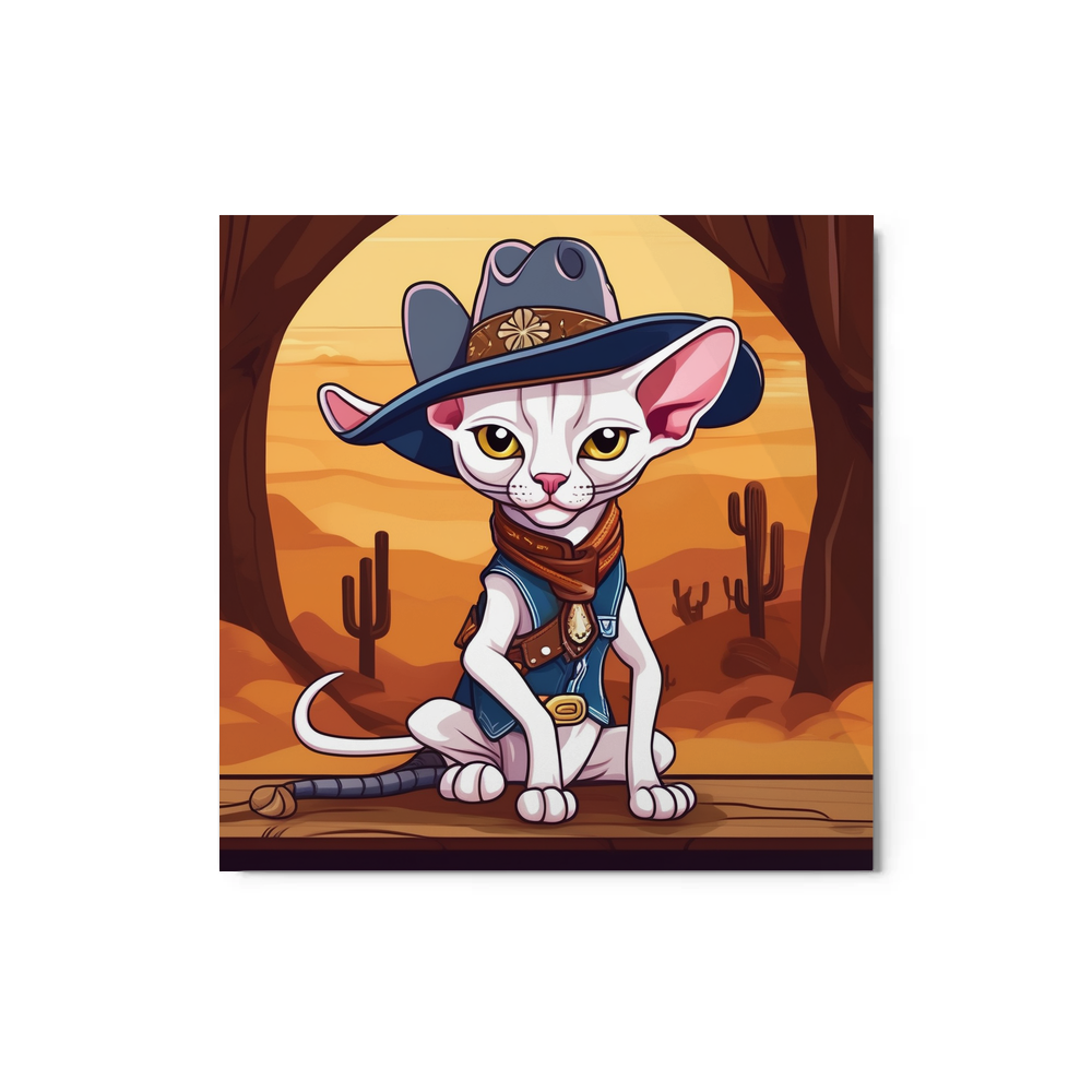 PugMug Custom White Sphynx Cat Metal Print