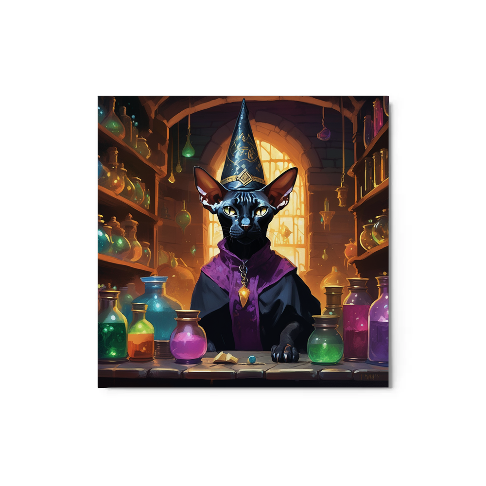 PugMug Custom Black Sphynx Cat Metal Print