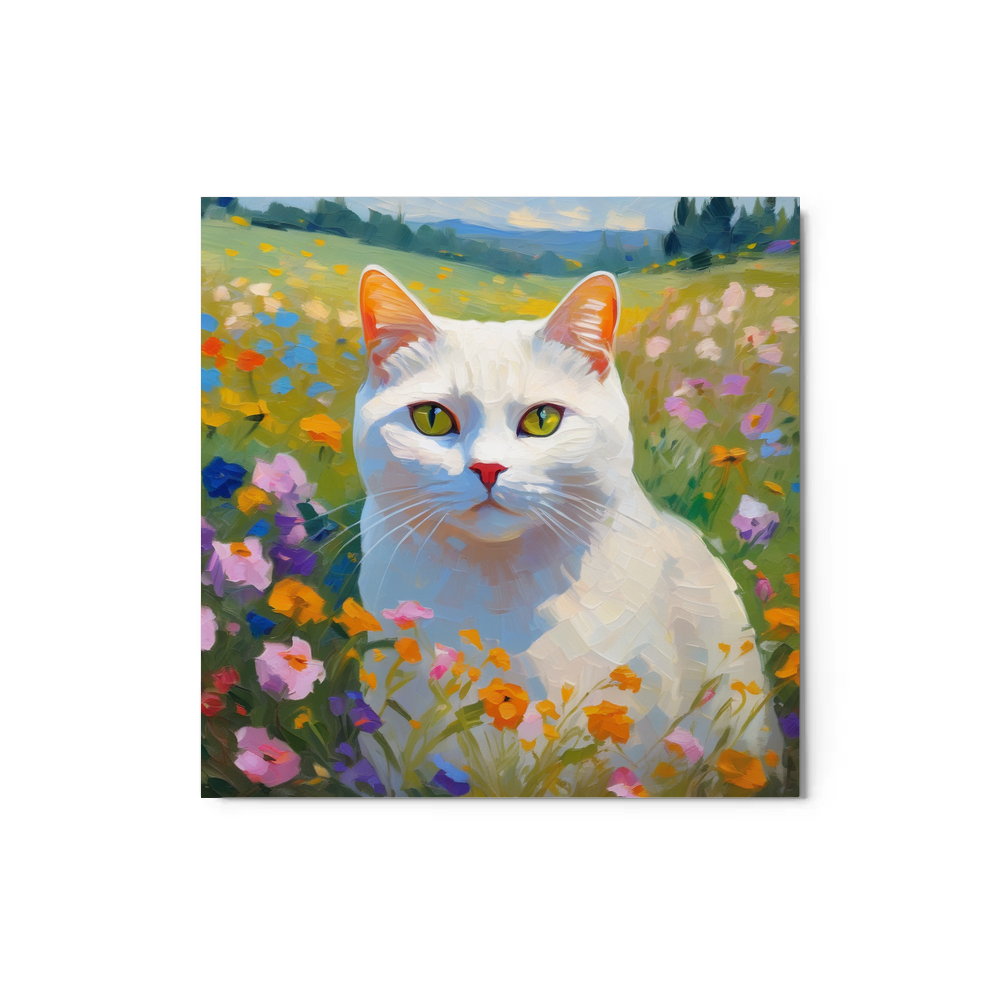 PugMug Custom White British Shorthair Cat Metal Print