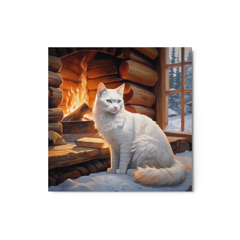 PugMug Custom White Companion Cat Metal Print