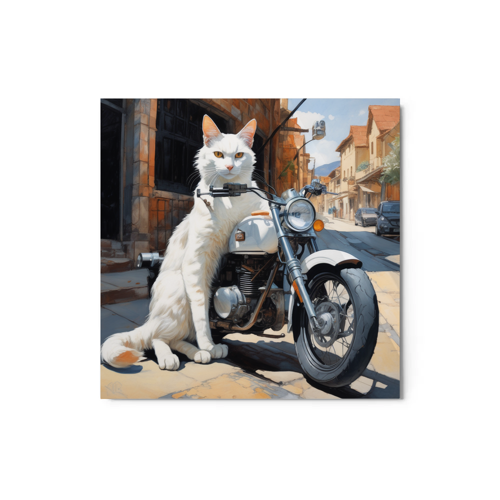 PugMug Custom White Companion Cat Metal Print