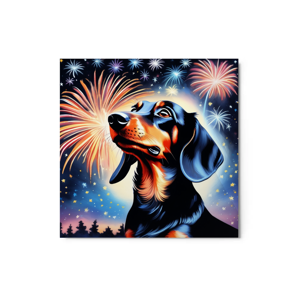 PugMug Custom Black Dachshund Metal Print