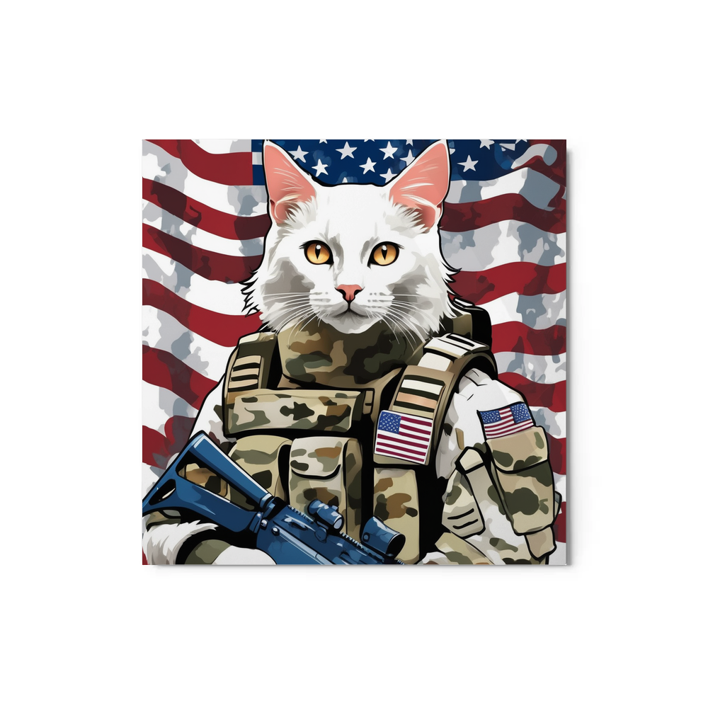 PugMug Custom White Companion Cat Metal Print