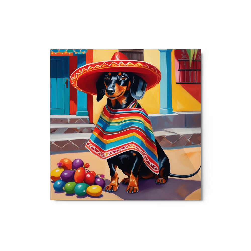 PugMug Custom Black Dachshund Metal Print