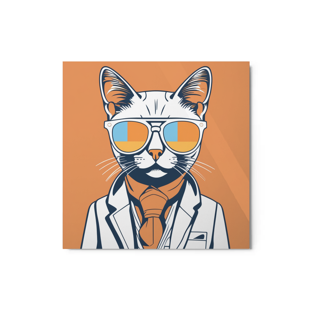 PugMug Custom White Companion Cat Metal Print