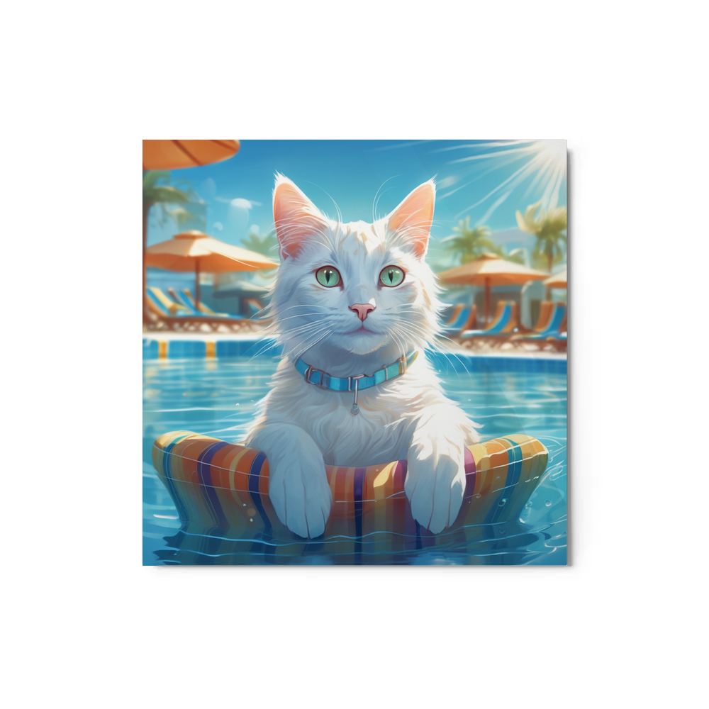 PugMug Custom White Companion Cat Metal Print