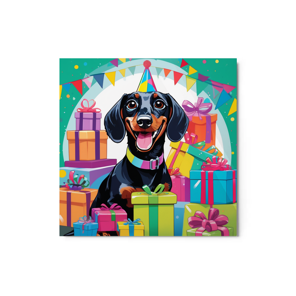 PugMug Custom Black Dachshund Metal Print