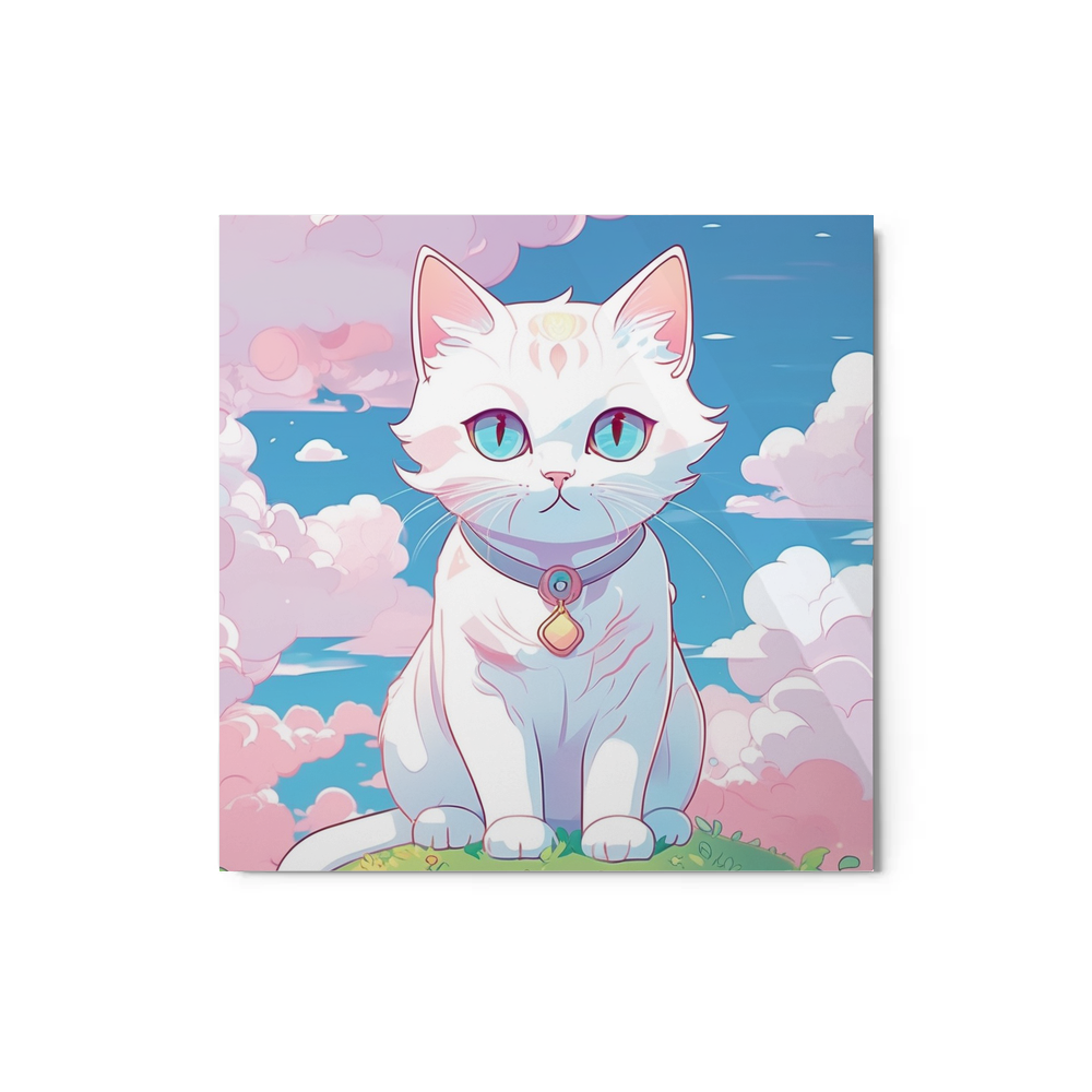 PugMug Custom White Companion Cat Metal Print