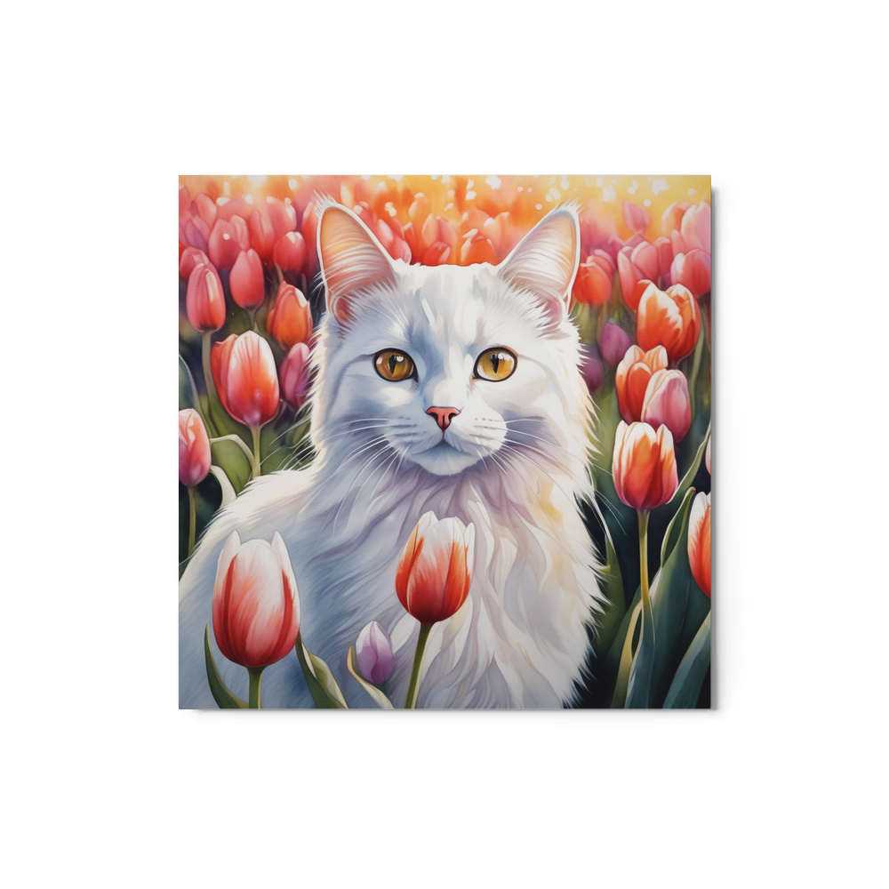 PugMug Custom White Companion Cat Metal Print