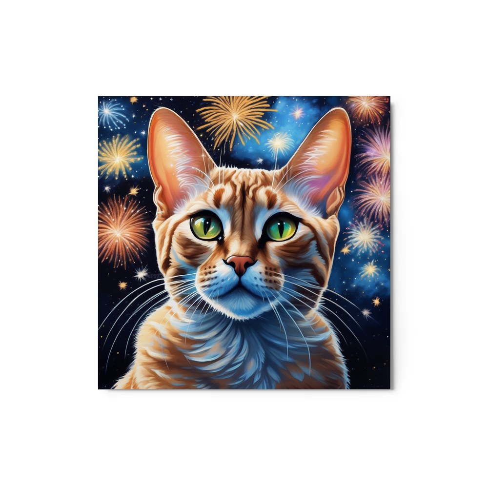 PugMug Custom Tabby Devon Rex Cat Metal Print