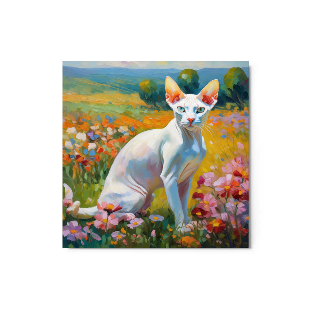 PugMug Custom White Sphynx Cat Metal Print